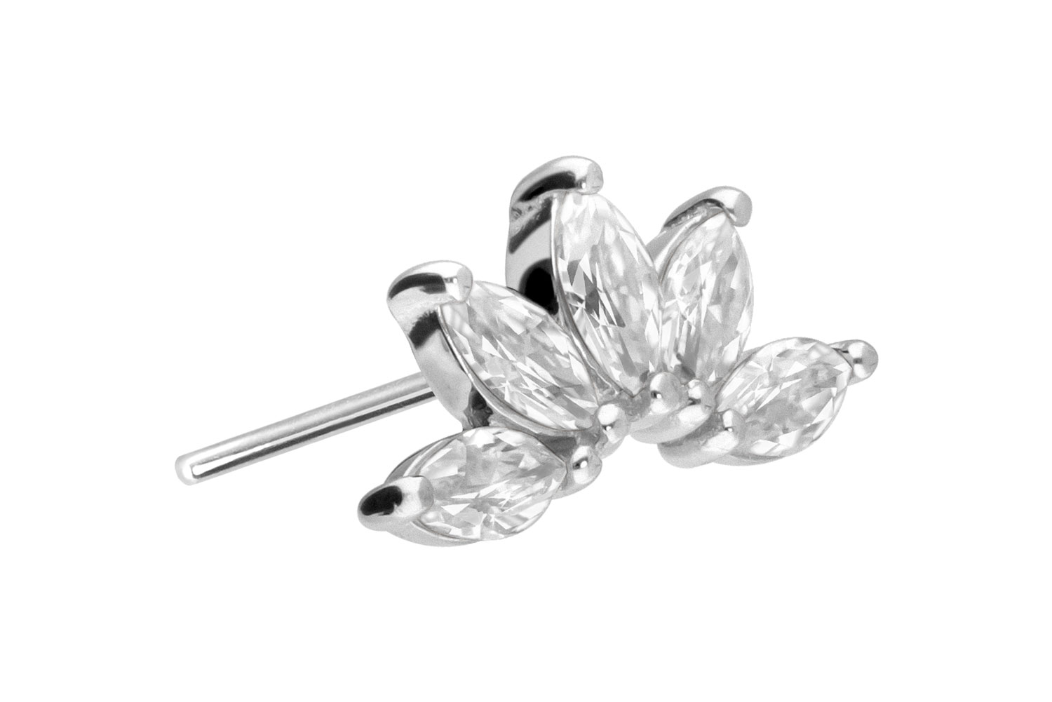 14 Karat Gold Aufsatz mit Titan Push Pin MOISSANIT-LOTUSBLÜTE von Piercingline